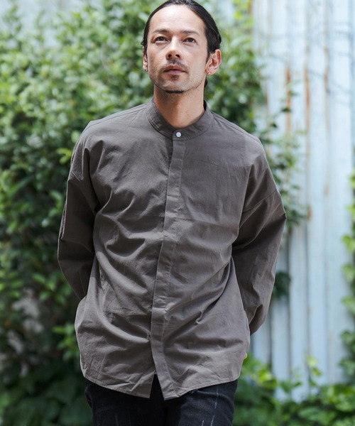 CAMBIO（カンビオ） シャツ ms5754-コットンスタンドカラー比翼シャツ