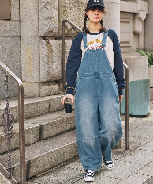 サロペット オーバーオール カーブシルエット デニムサロペット