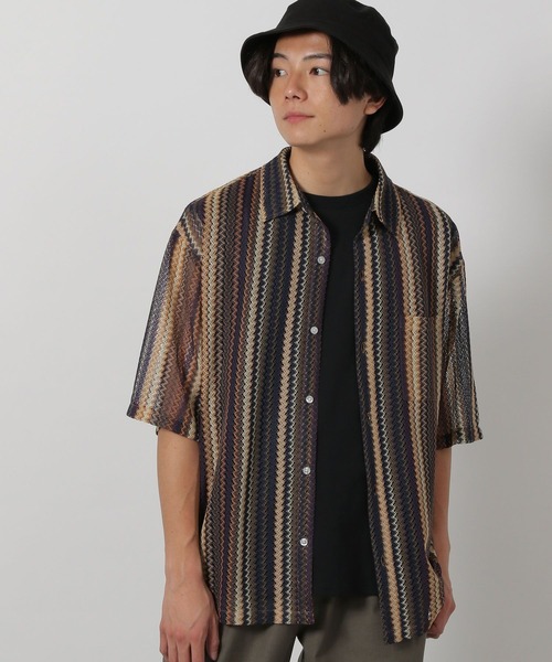 LAKOLE（ラコレ） シャツ ストライプレース半袖シャツ / 283477 メンズ