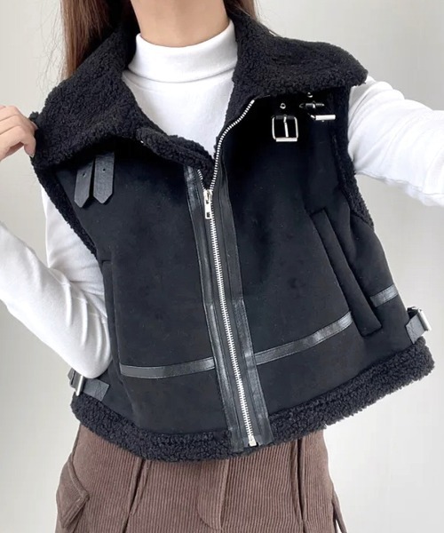 Riff（リフ） ベスト ジレ ムートンボアベスト レディース : ZOZOTOWN