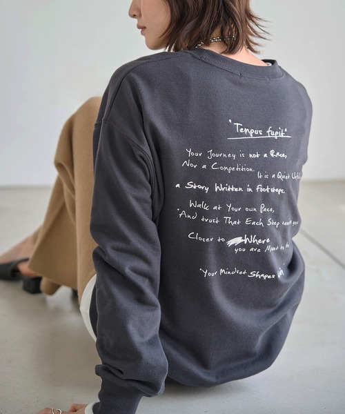 meilmada トレーナー スウェット メッセージロゴ刺繍スウェット