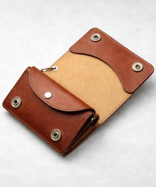 8 財布 栃木レザー トラッカーウォレット Wフラップショート メンズ