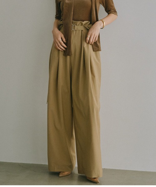 anuans（アニュアンス） パンツ フリルタックワイドパンツ レディース