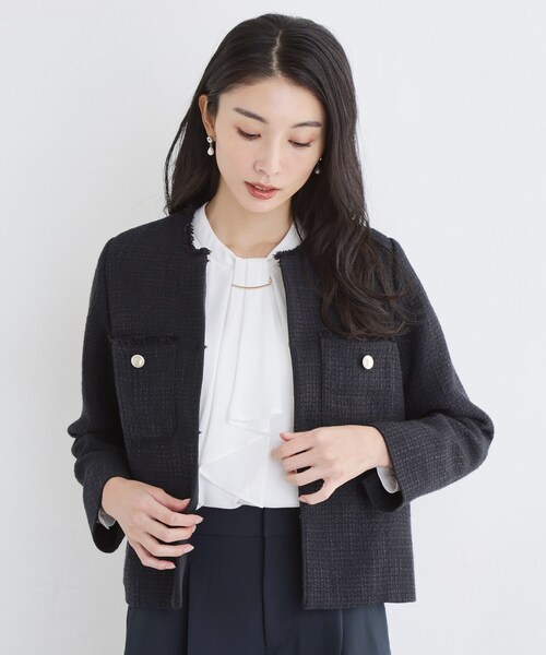 THE SHOP TK ジャケット ノーカラージャケット 「通勤・セレモニー