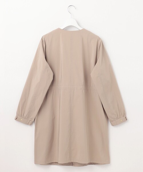 ノーカラーコート コート 「洗える・撥水」マイクロタフタ ノーカラー