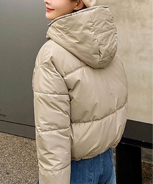 ダウンコート ダウンジャケット ショート丈 フェイクダウン フーディー