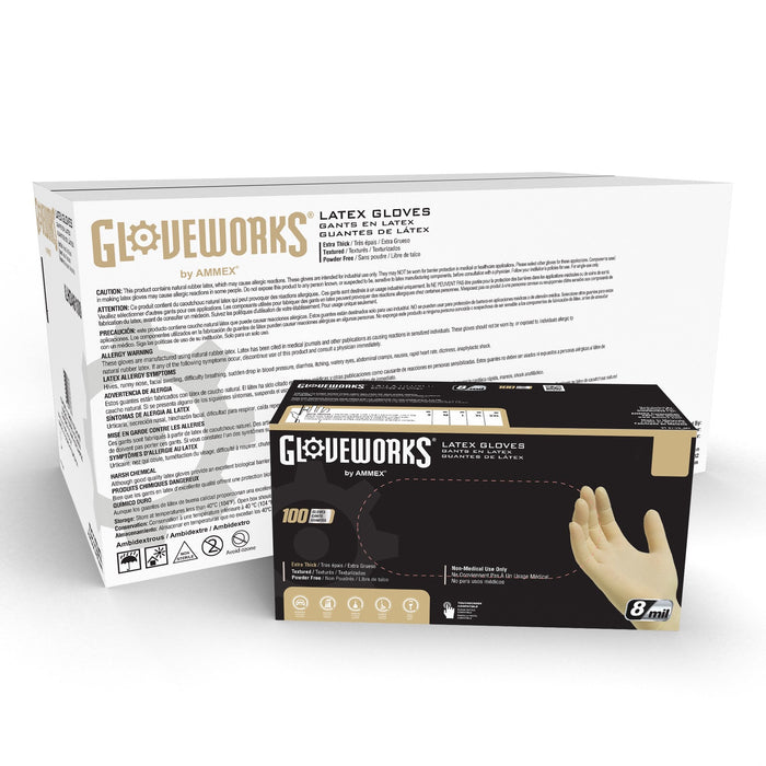 GLOVEWORKS HD 8-Mil Ivory Industrial Latex Disposable Gloves — Zoomget