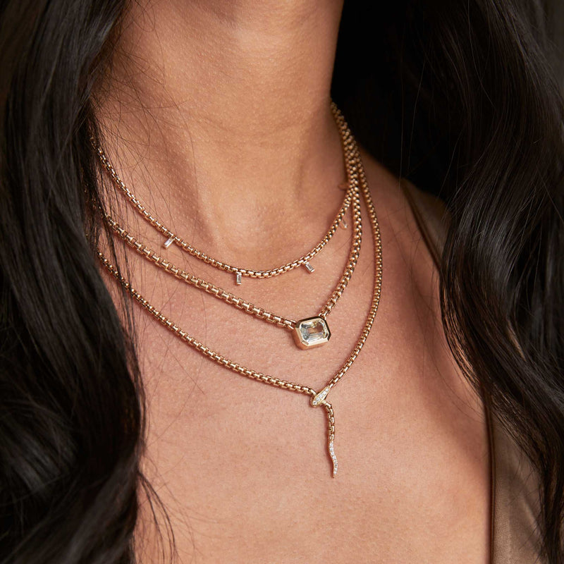 Zoë Chicco 14k Gold Pavé Diamond Serpent Box Chain Necklace – ZOË