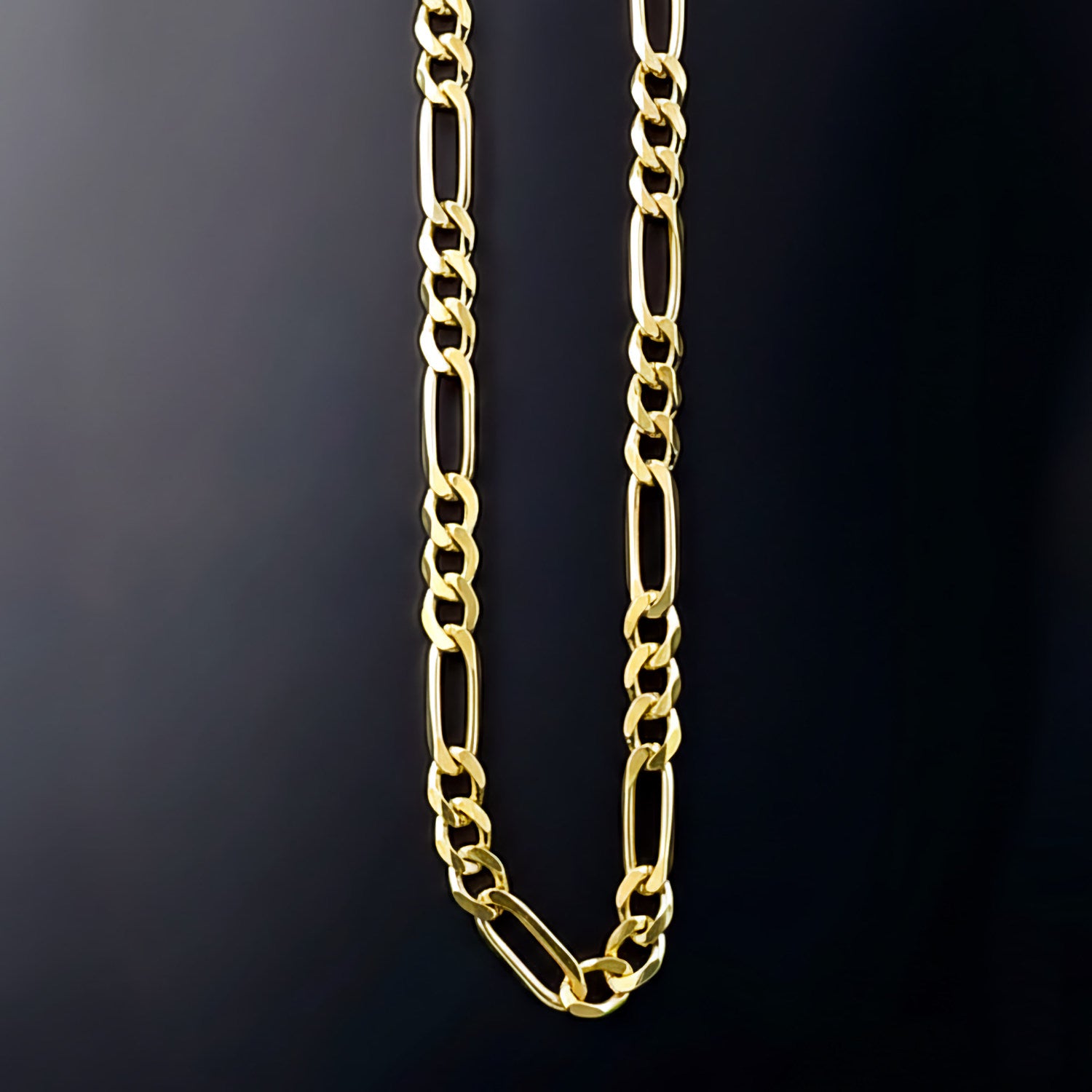 3 mm Wide Figaro Style Chain in Solid Gold - Zoran Designs