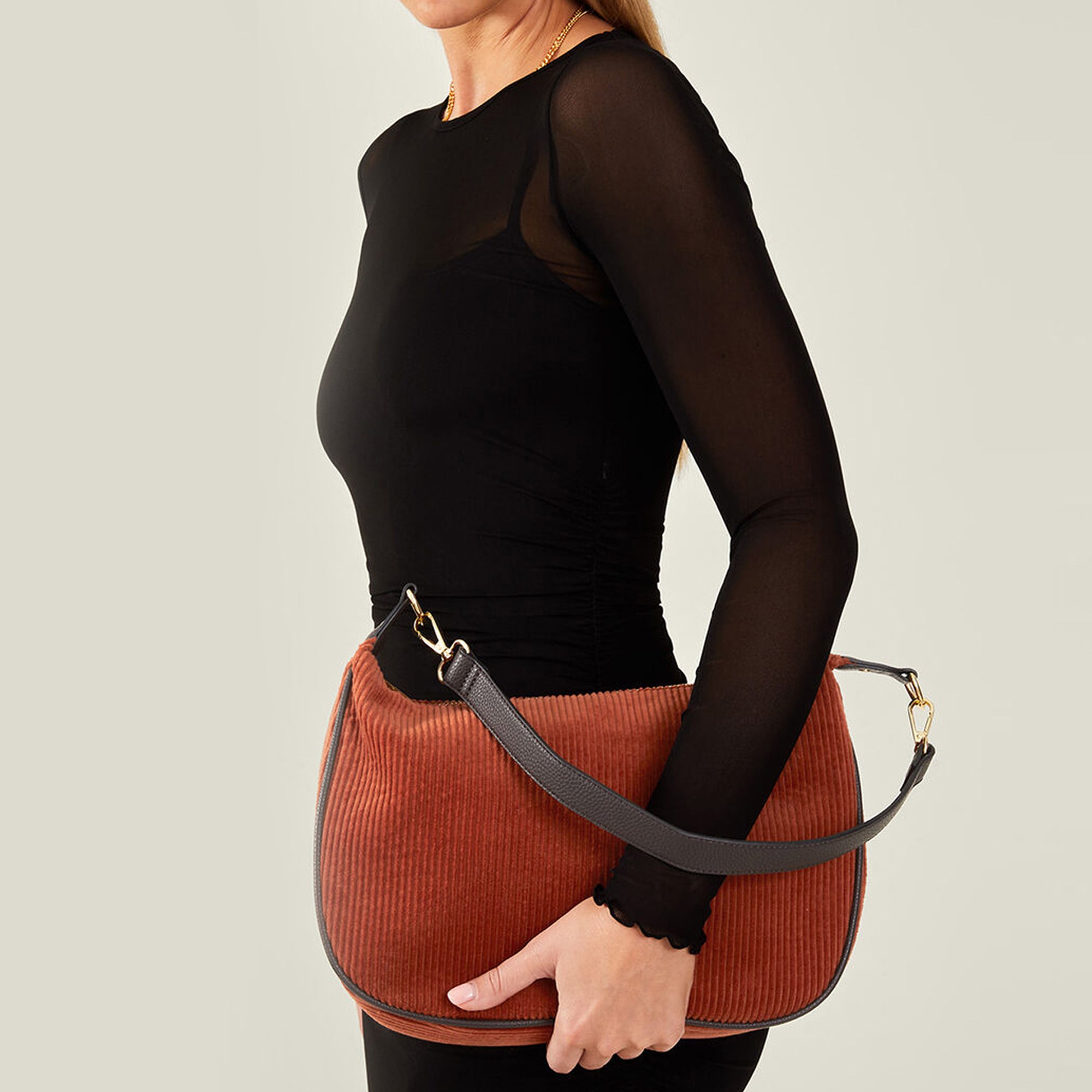 Buy Rust Cotton Cord Shoulder Bag