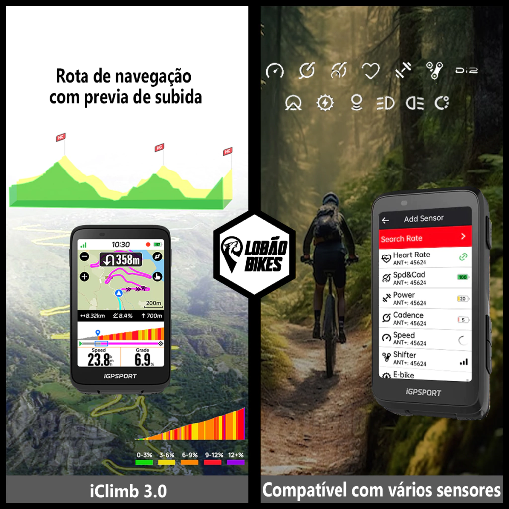 Gps Bike iGPSPORT Binavi Tela Touch 35h Mapa e Brindes