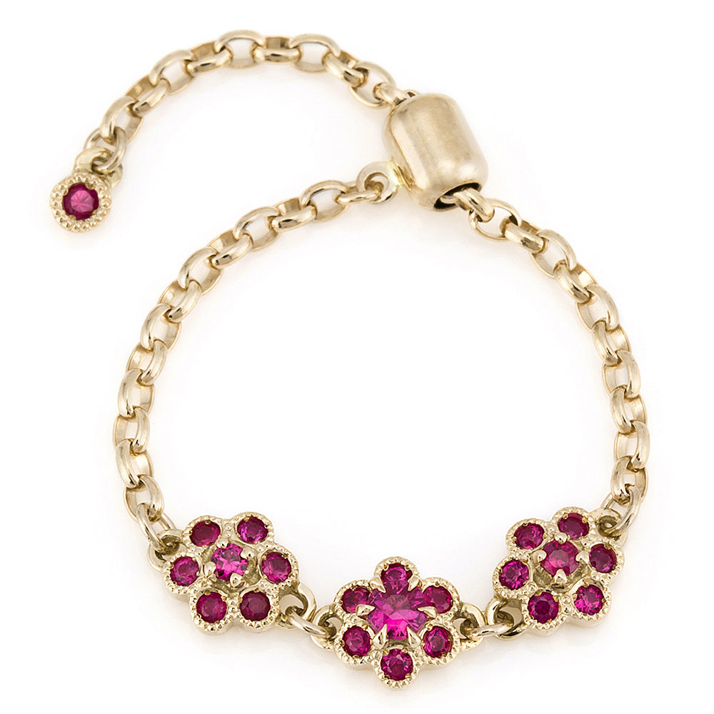 fleurs” Ruby Chain-Ring ルビーチェーンリング （1331B） – AbHeri