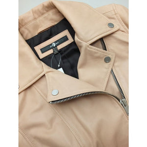 セブンフォーオールマンカインド ピンクベージュ 本革ライダース FOR