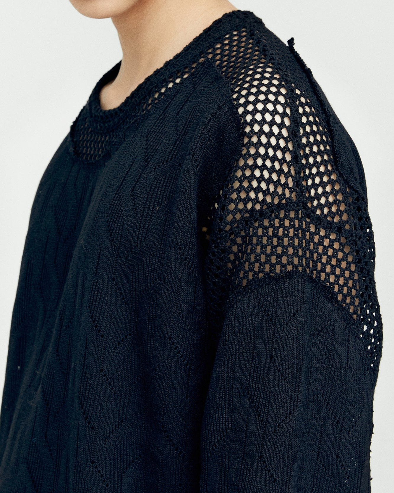 LAYERED CREW-NECK SWEATER atb1151m(BLACK) – Andersson Bell