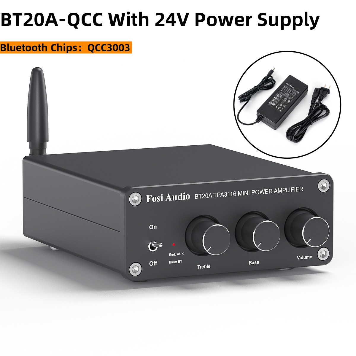 Fosi オーディオ BT20A Bluetooth TPA3116D2 サウンドパワーアンプ 100