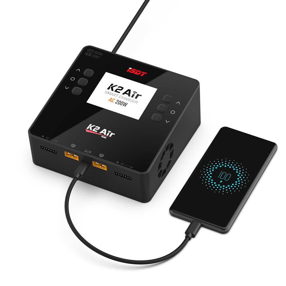 ISDT K2 エア AC 200 ワット DC 500Wx2 20A デュアルチャンネル