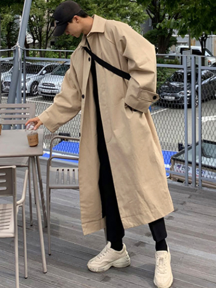 Mauroicardi Spring Autumn Long Oversized Black Khaki Trench Coat