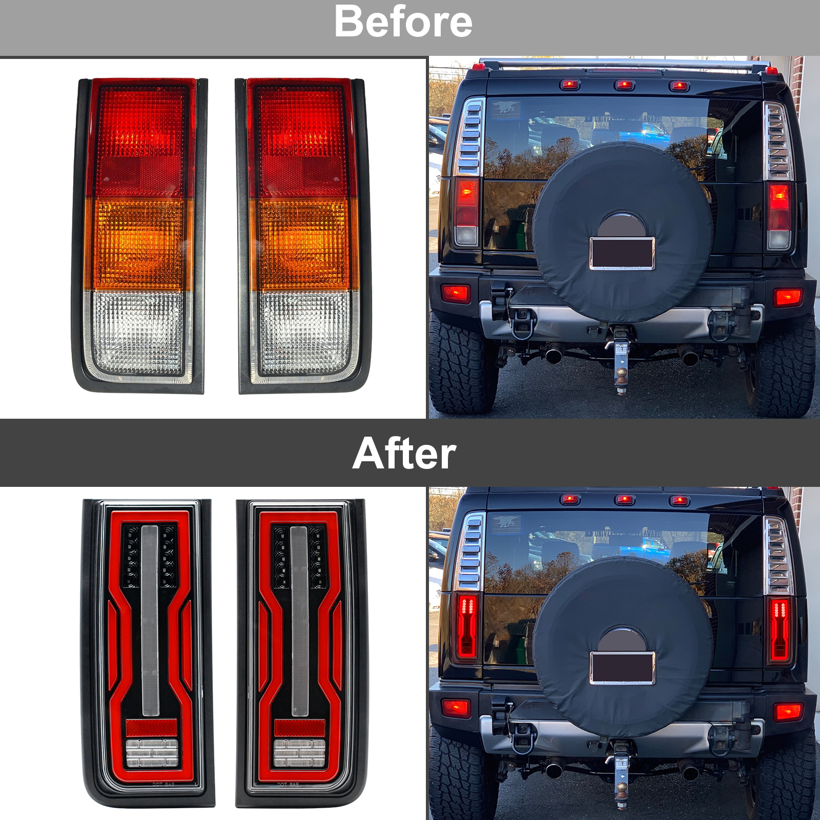 ハマーh2 suv 2003-2009用テールライトアセンブリキット,ブレーキ