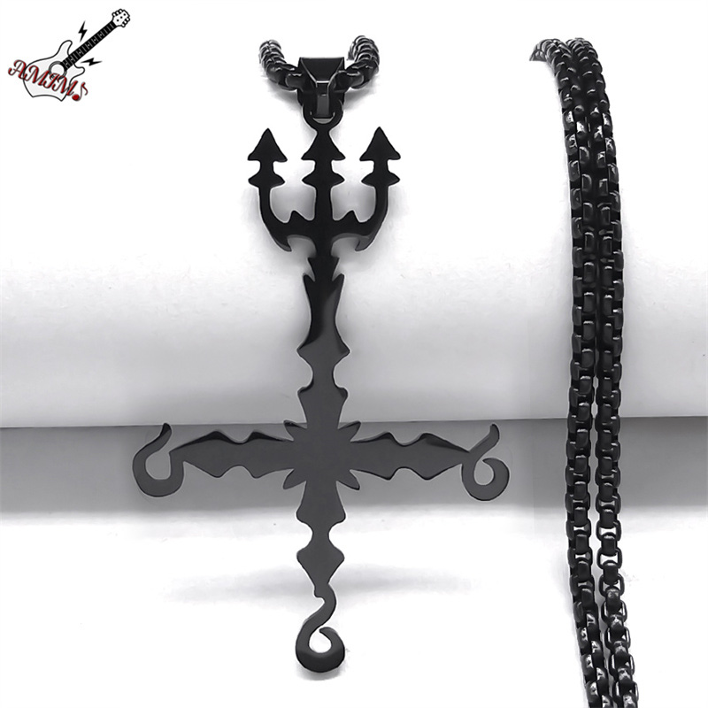 Heavy Metal 666 Music Band Necklace Stainless Steel Black Color