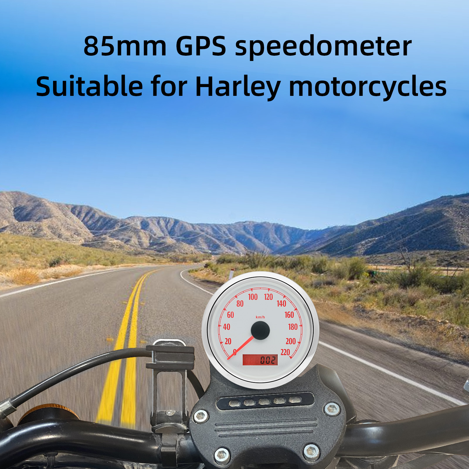 カスタム防水スピードメーター,走行距離計,0〜220 km/h, 220mph, GPS
