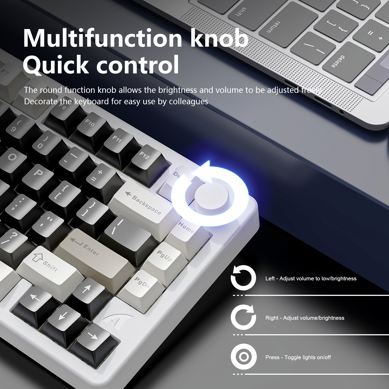 Attack Shark x86アルミニウムキーボード、ノブ付きトライモード