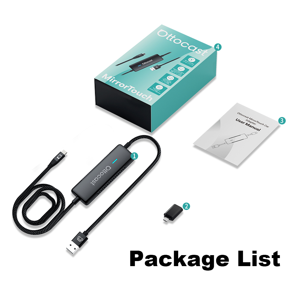 Ottocast Mirror Touch Wireless CarPlay Adapter Near Zero-Latency