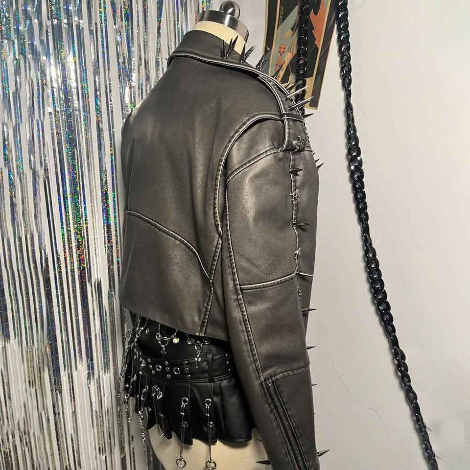 Emo E-Girls Gothic Grunge Harajuku Y2K PU Leather Jacket Spike