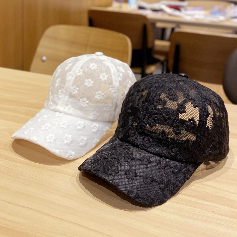 Summer Lace Hat Cotton Baseball Cap for Women Men Breathable Mesh