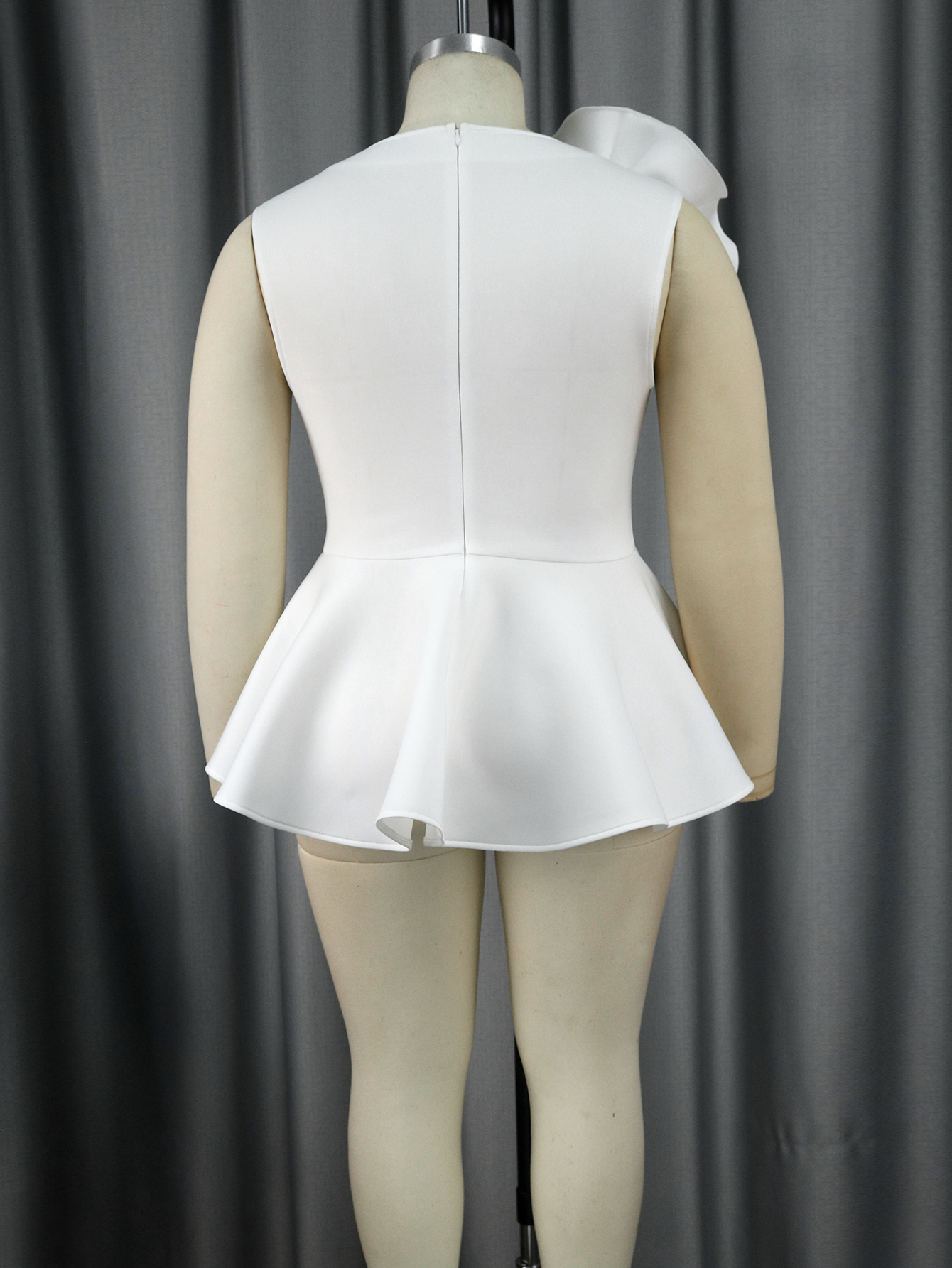 White Peplum Blouses for Women Plus Size 3XL 4XL Tank Sleeveless