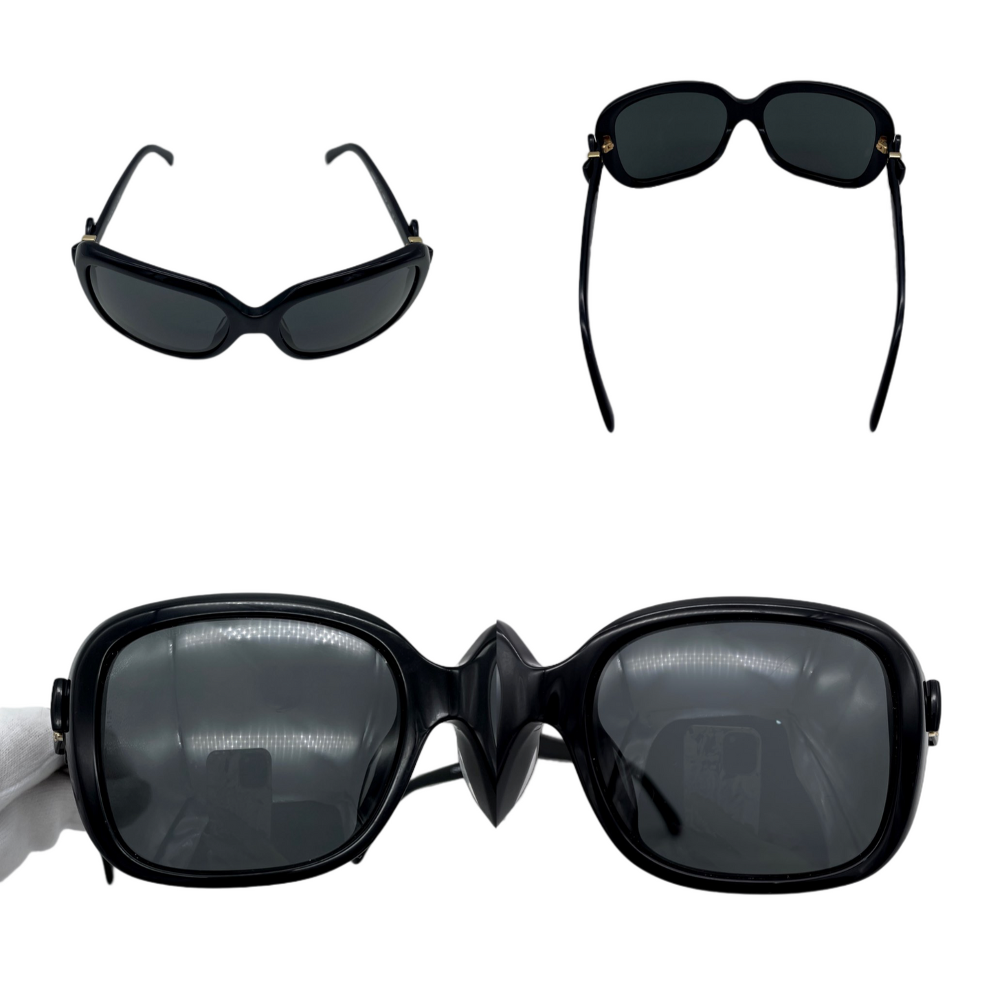 CHANEL 5171-A Bow Detail Square Sunglasses Black & Gold – Afar