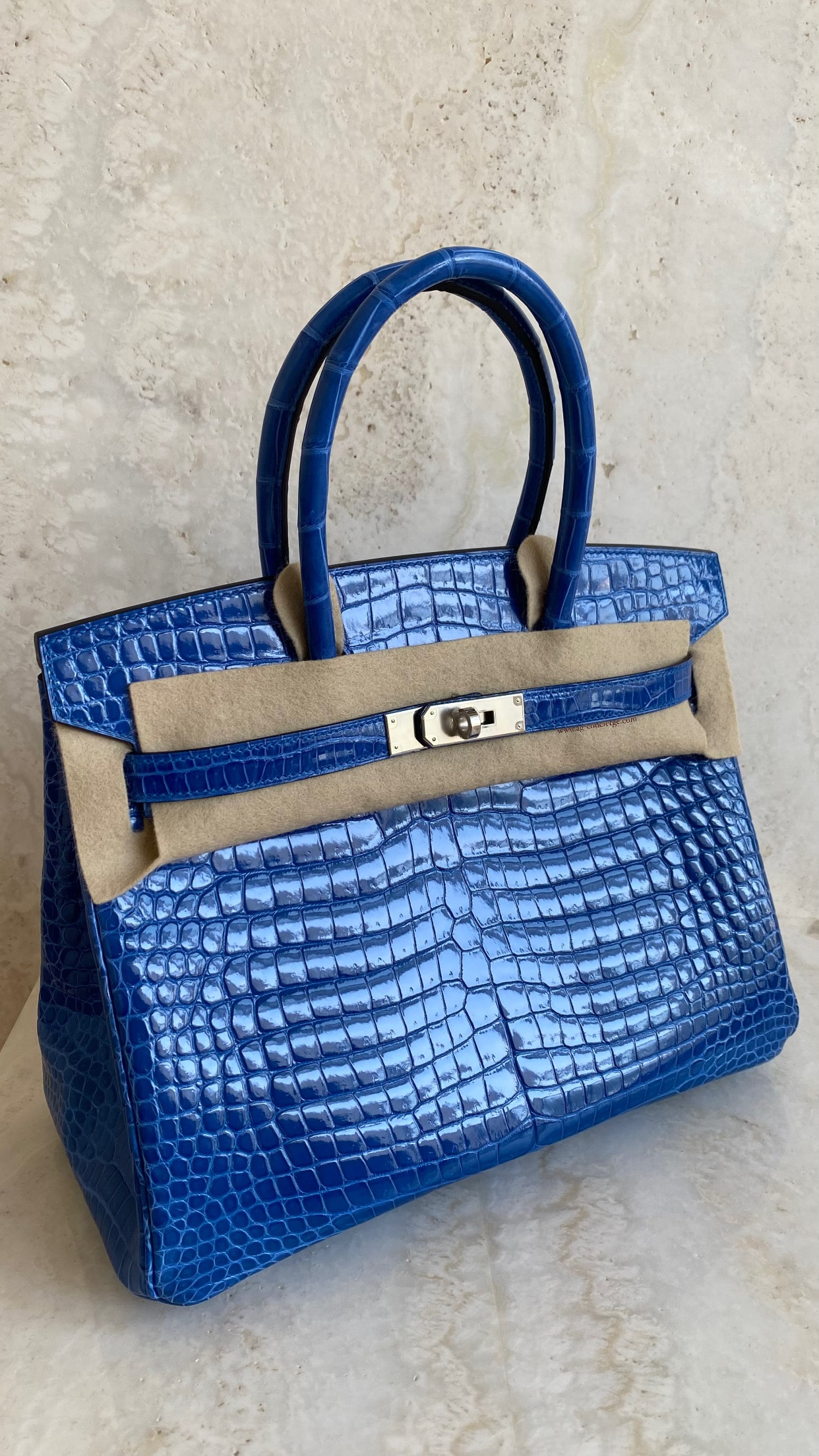 Hermès Birkin 30 Blue Zellige Crocodilus Porosus Shiny With Silver