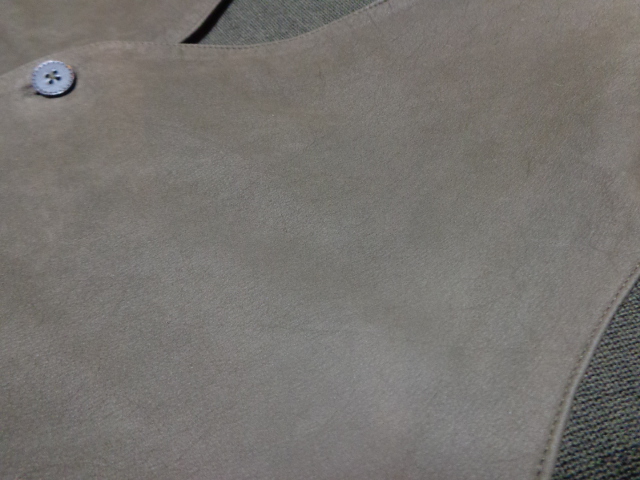 90'S BANANA REPUBLIC LEATHER × HI-GAUGE WOOL KNIT CARDIGAN（バナナ