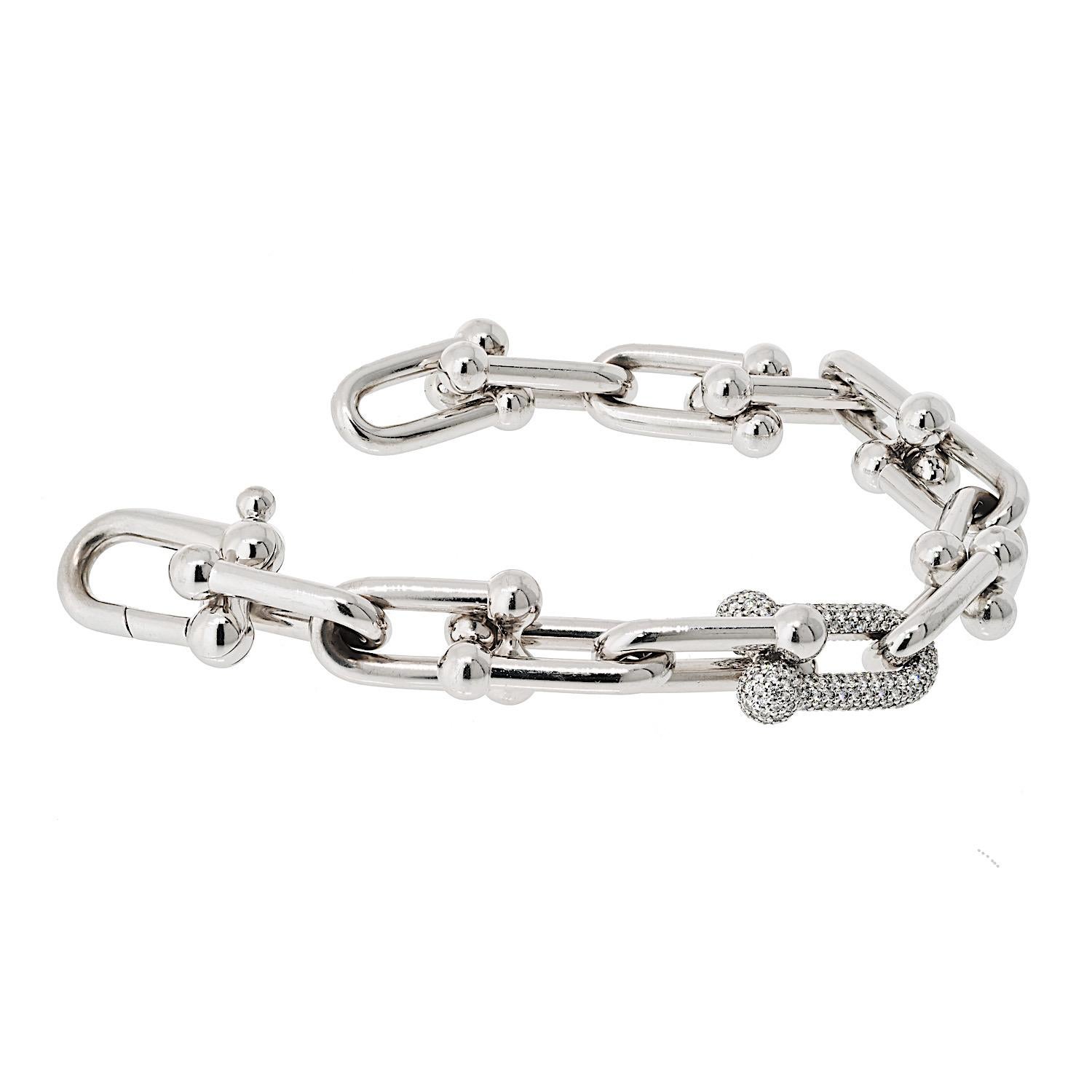 Tiffany and Co. 18K White Gold Diamond HardWear Large Link