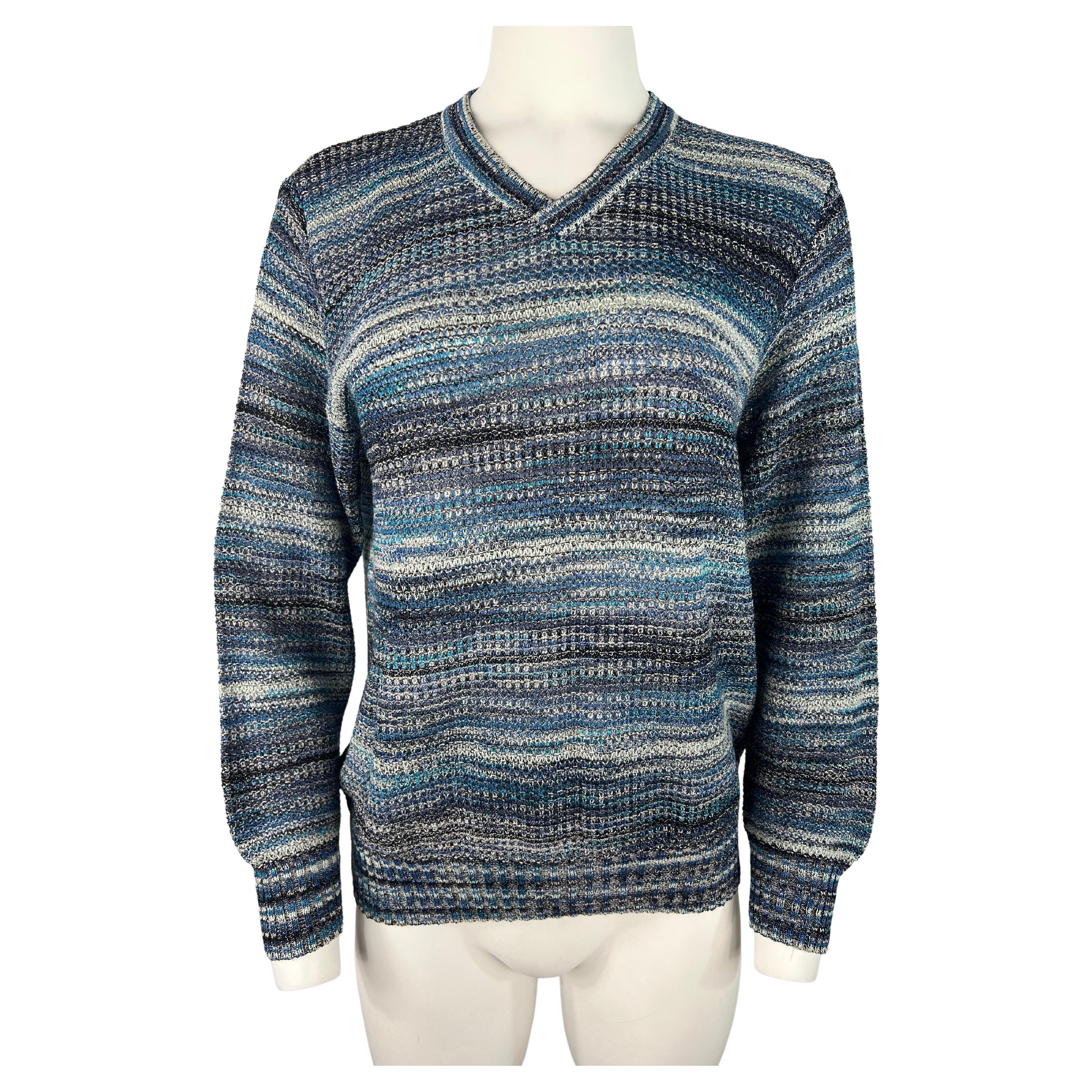Vintage Missoni Sport Blue Knit Sweater For Sale at 1stDibs