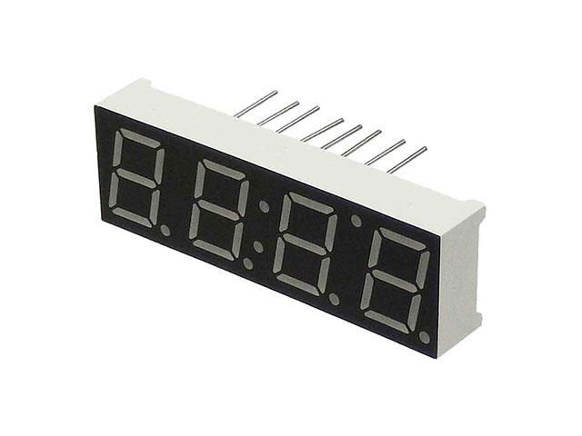 4桁青色7セグメントLED表示器(コロン付) アノードコモン(アノード共通