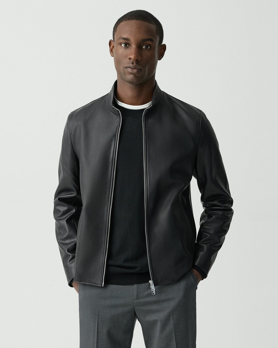 Morvek Zip Jacket in Leather | Men's Leather Jacket | Theory