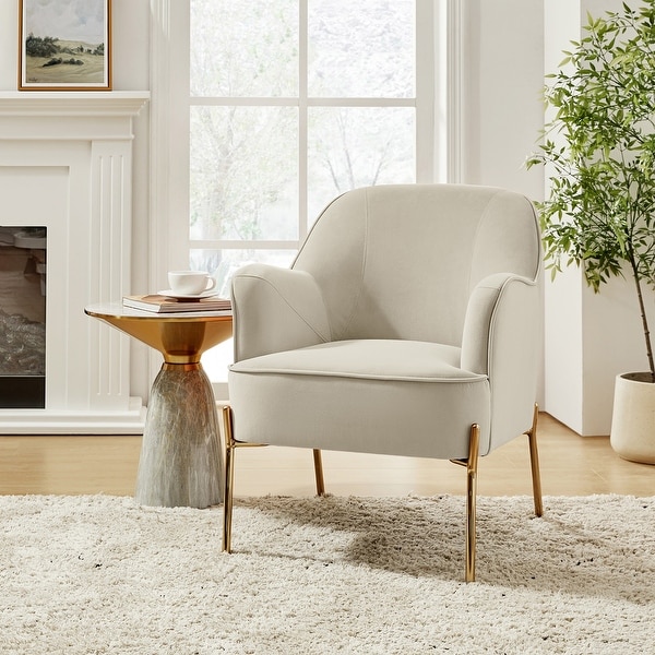 Nora Modern Accent Chair Comfy Velvet with Metal Legs by HULALA