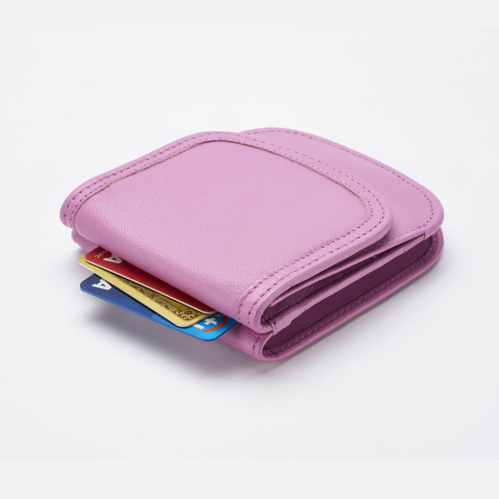 Taxi Wallet. Lavender Leather Folding Wallet- Coins, Cards and