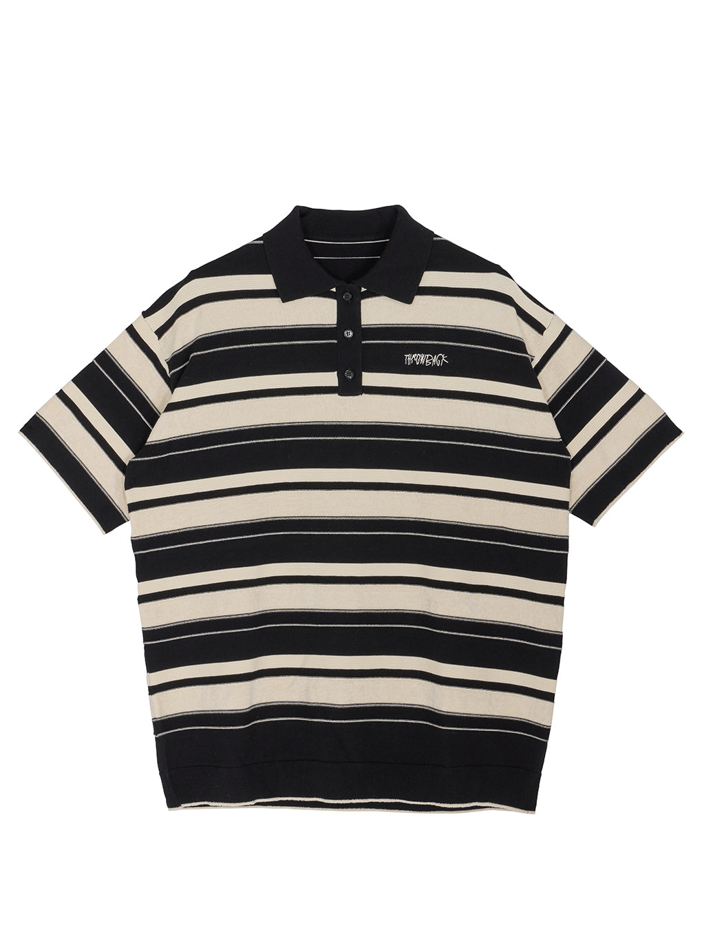 ameri MULTI BORDER LOGO KNIT POLO TOP