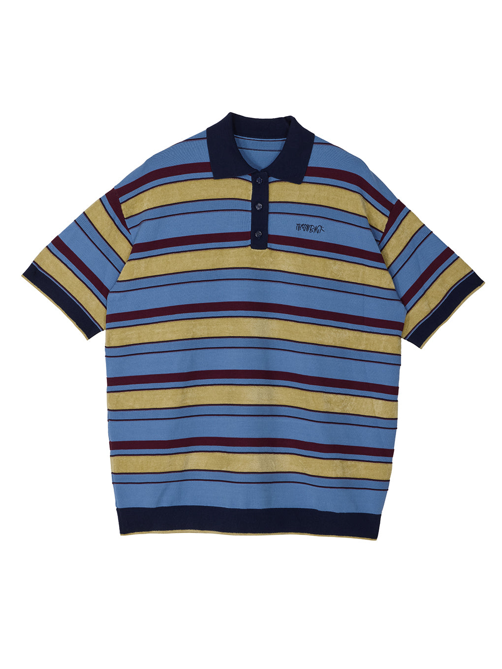 ameri MULTI BORDER LOGO KNIT POLO TOP