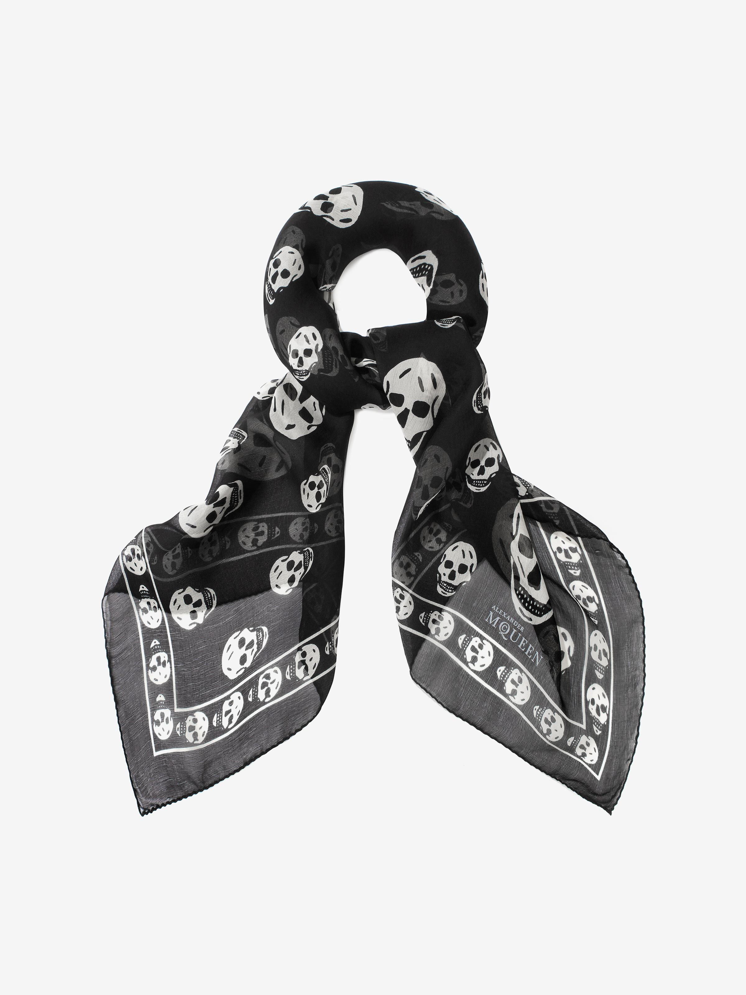 クラシック シルクシフォン スカル スカーフ | McQueen JP