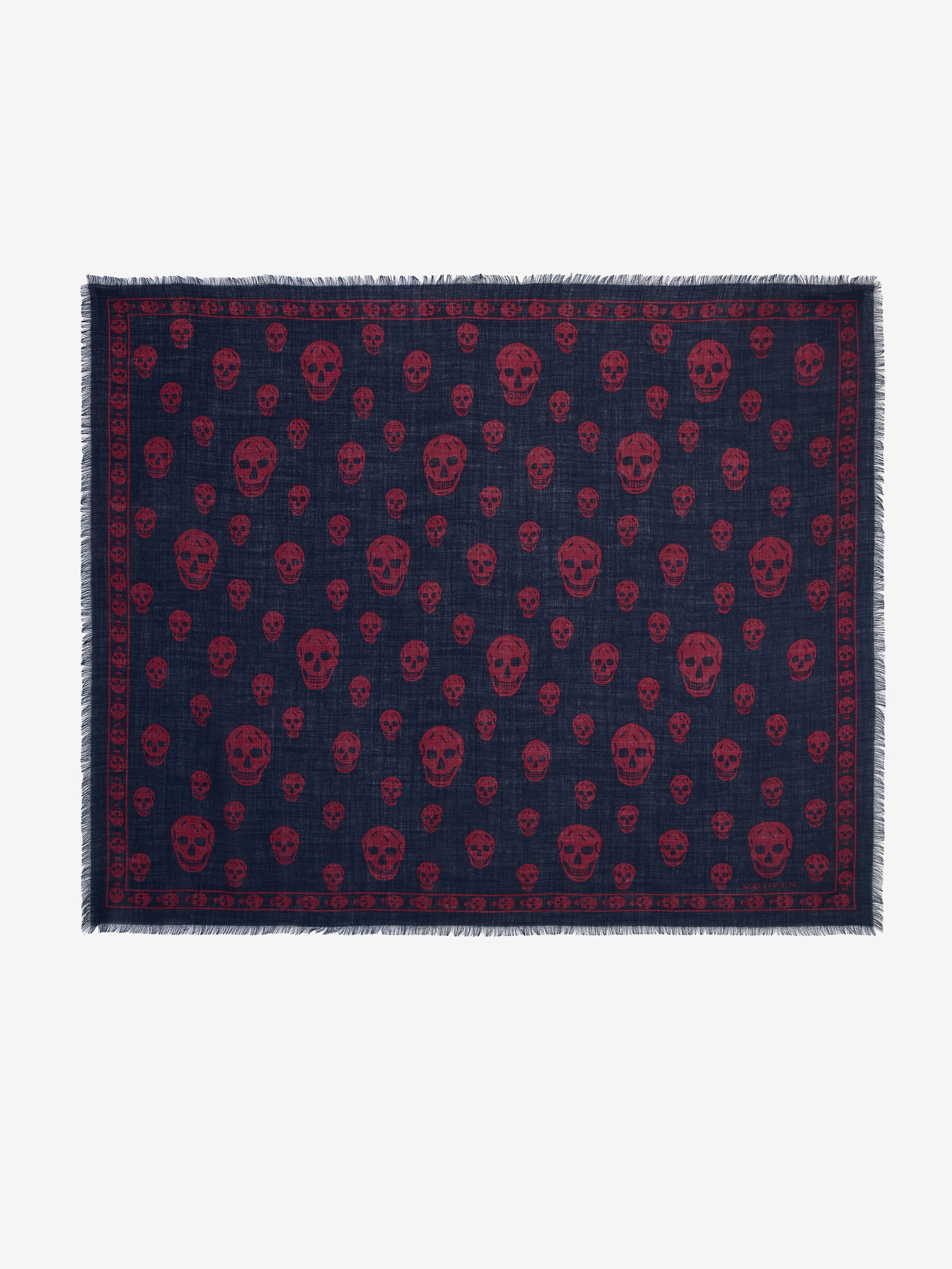 Men's Classic Skull Foulard in Navy/Burgundy | McQueen US