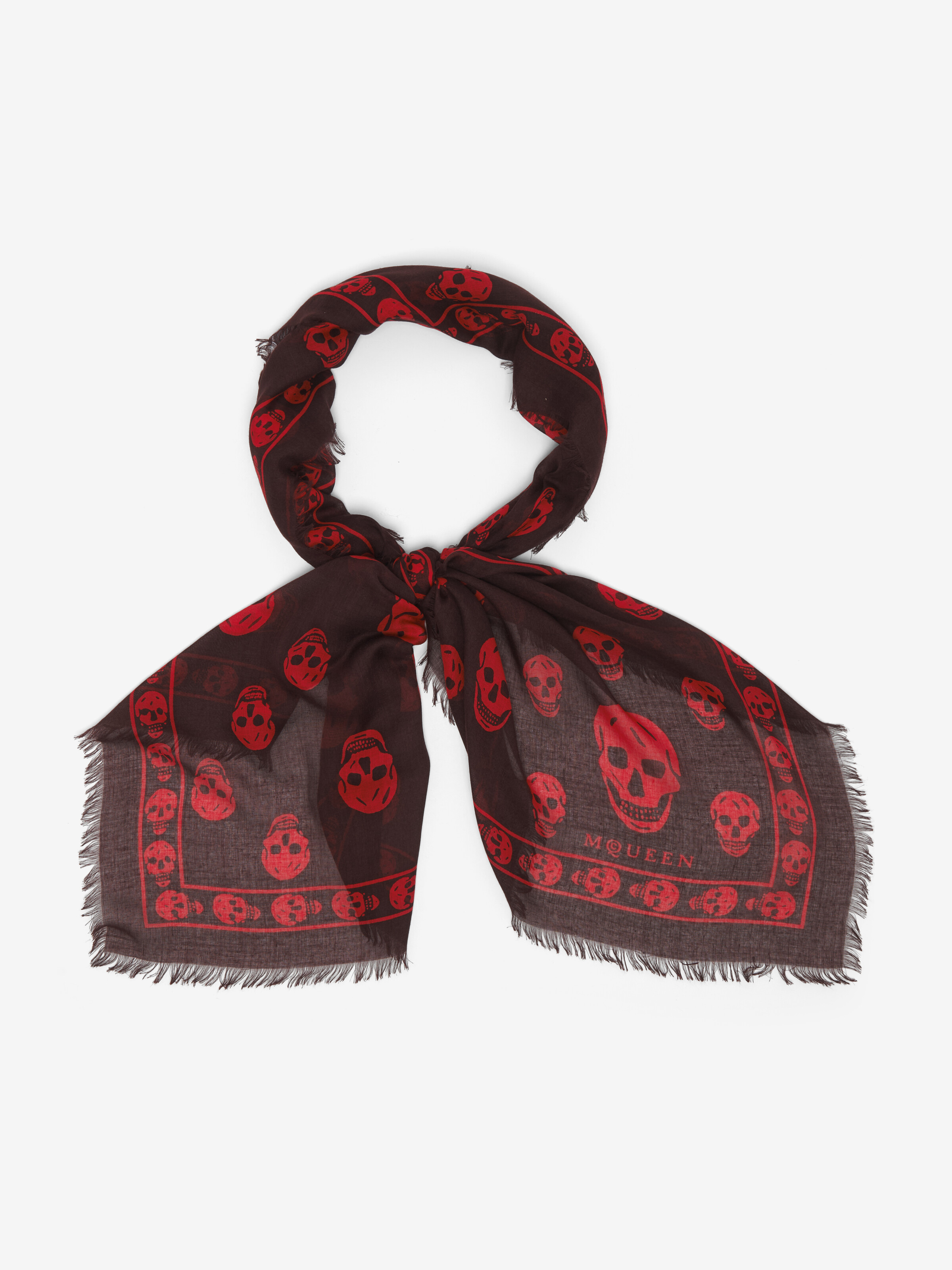 Classic Skull Scarf in Deep Red | McQueen US
