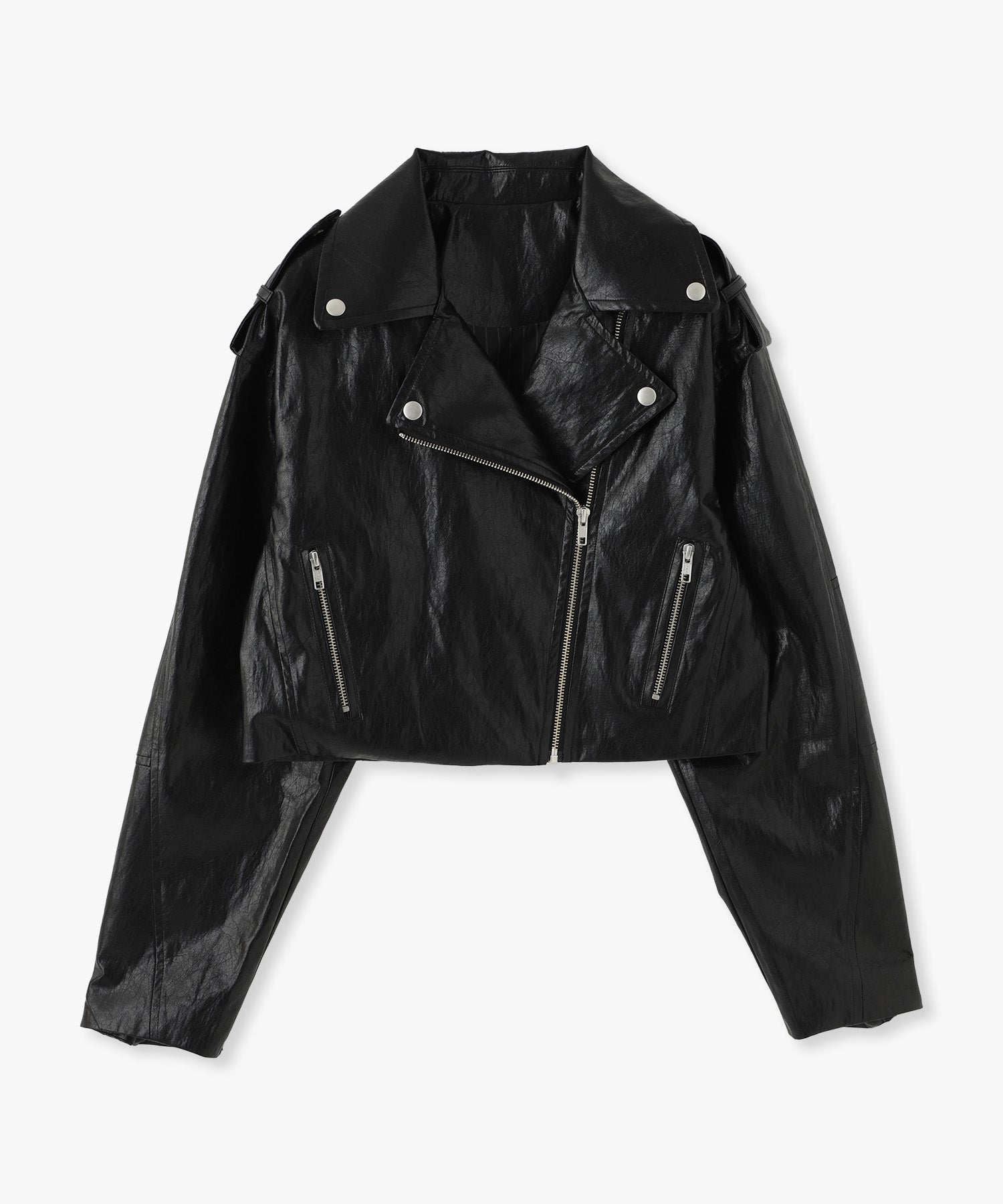 RETROフェイクレザーライダースジャケット – ANNA SUI NYC