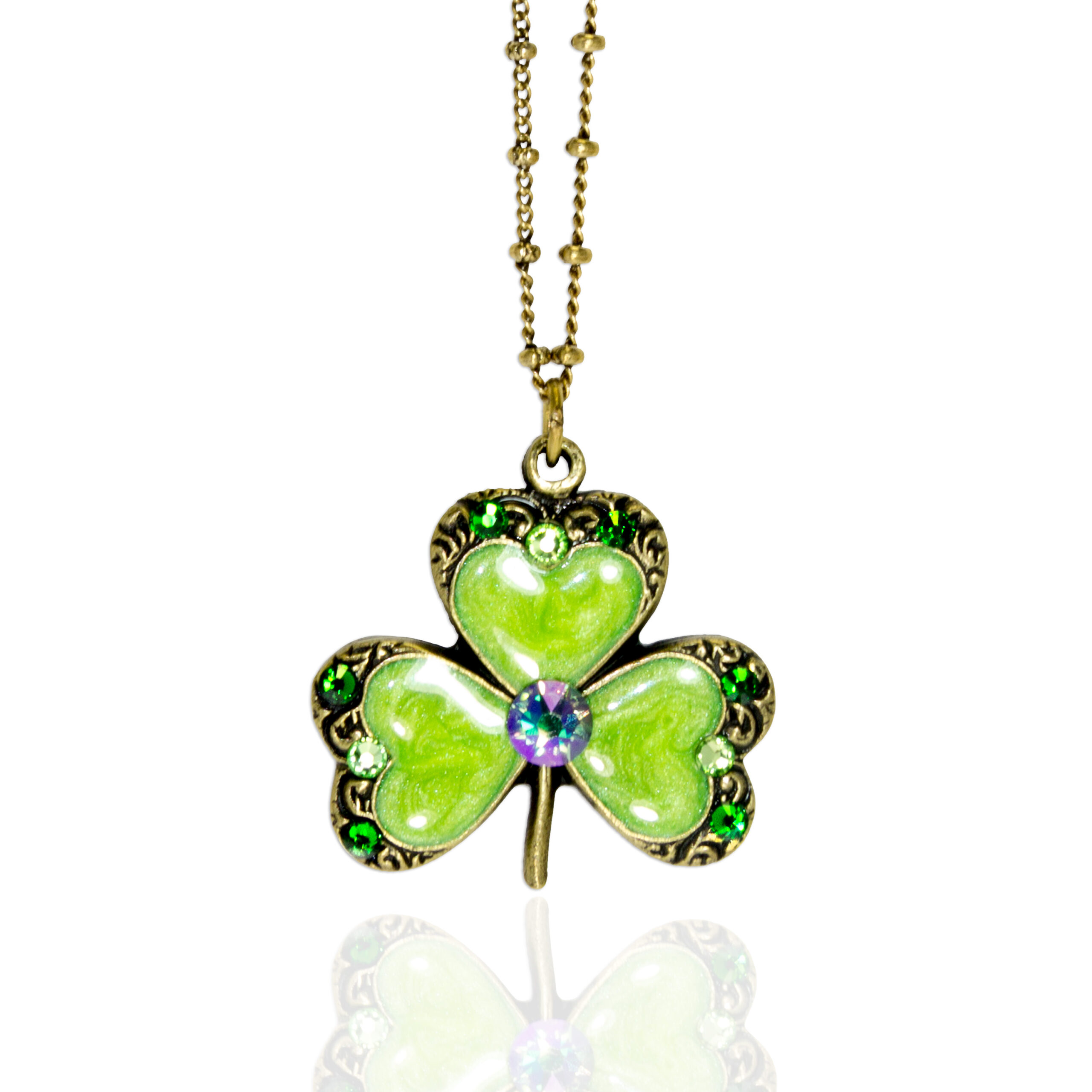 Aoife Crystal Shamrock Necklace - Anne Koplik Designs