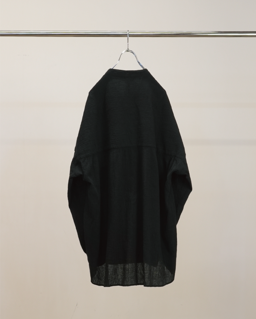 CREPE HALF ZIP SHIRT(BLACK) – ANCELLM