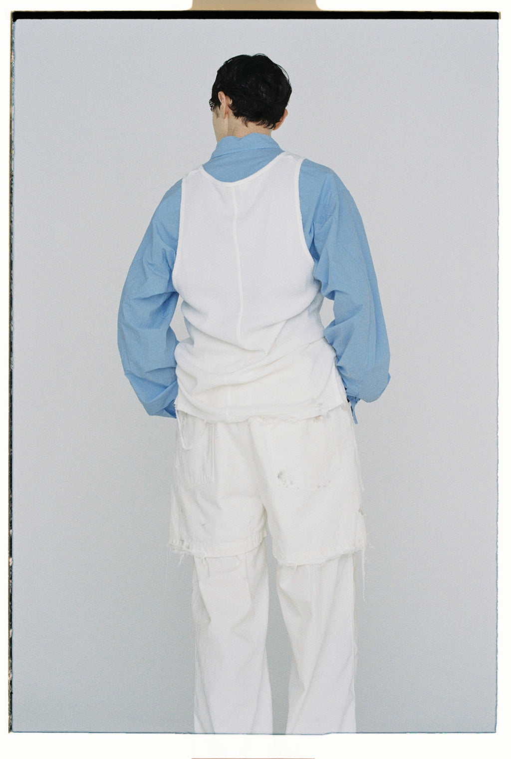 CRASH DENIM SHORTS(WHITE) – ANCELLM