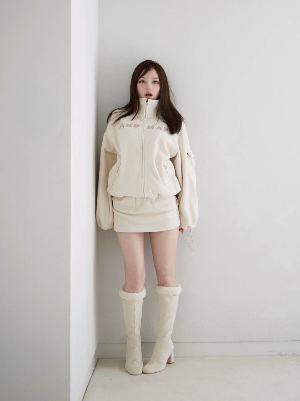 ANDMARY】Mary logo fleece jacket