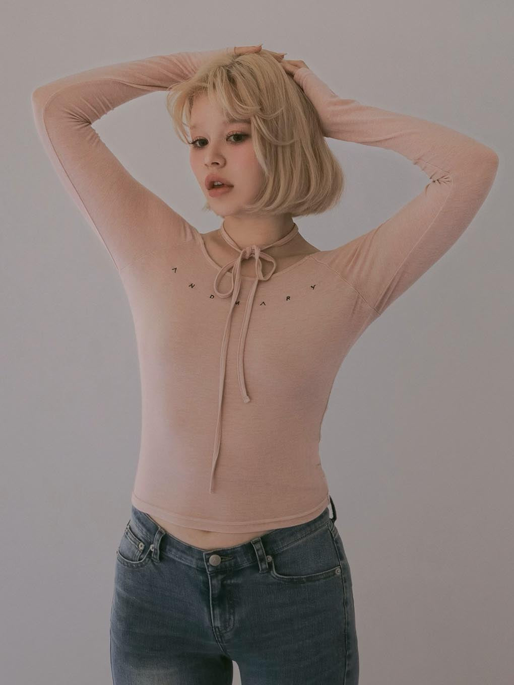 ANDMARY】Mary sheer logo tops
