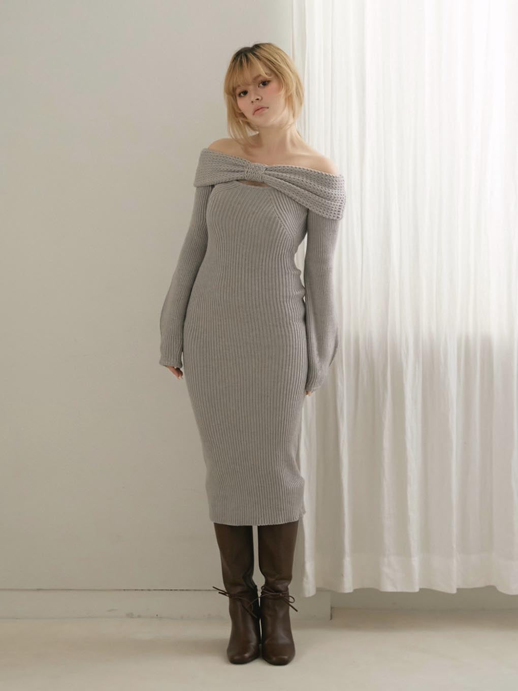 ANDMARY】Amanda offshoulder knit dress